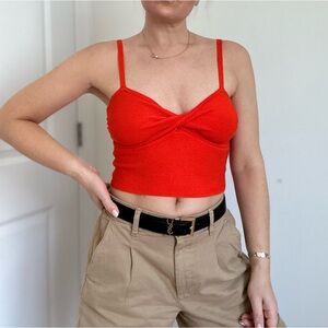 Knit Twist Front Crop Tank